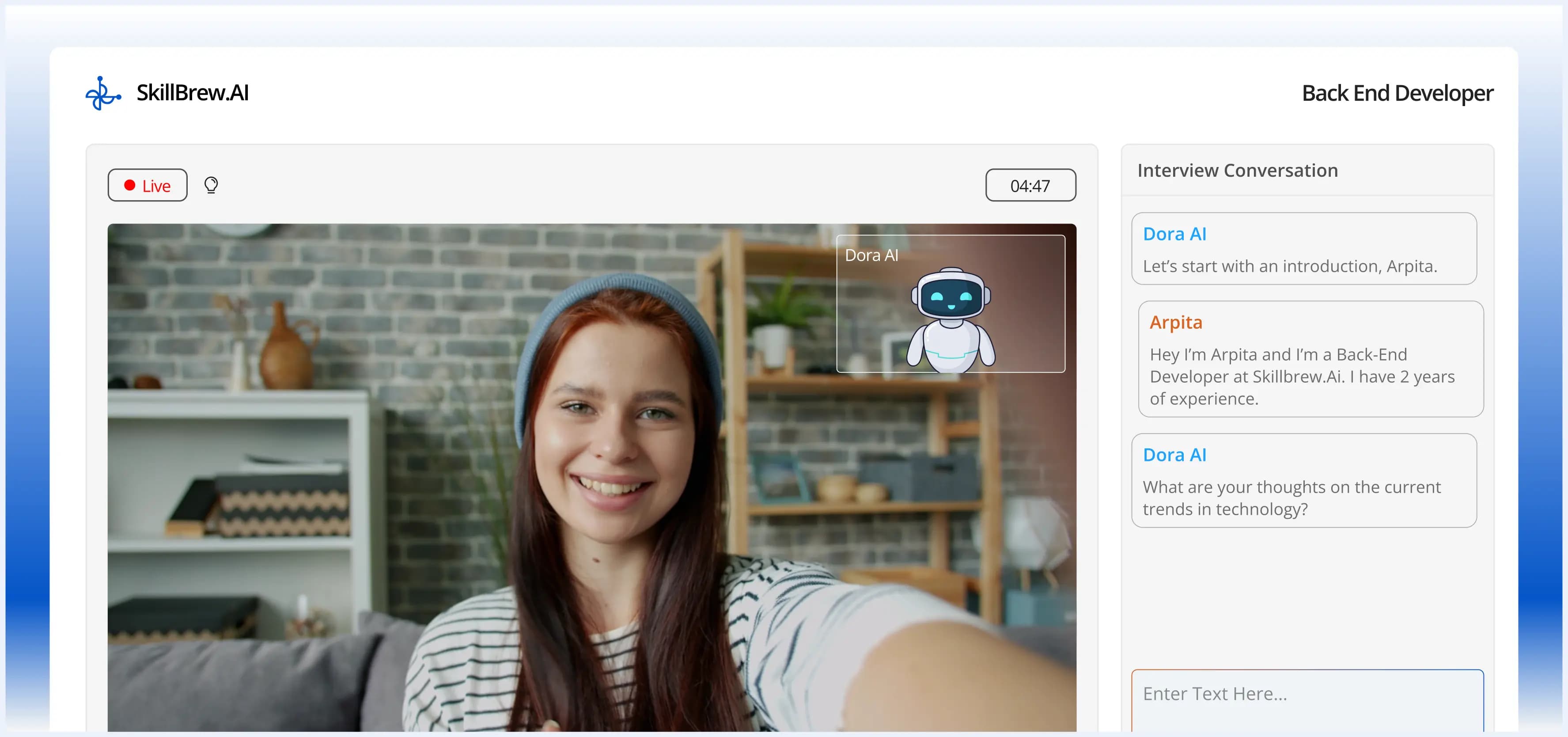 AI mock interview simulation for interview-ready placement preparation on SkillBrew.AI
